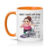 Sassy Souls Wish I Could Just Drop My Body Off At The Gym and Have Them When Its Ready to Be Picked Up Womens 11oz Ceramic Novelty Mug Fitness Tea Coffee Cup Gift Orange