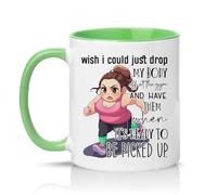 Sassy Souls Wish I Could Just Drop My Body Off At The Gym and Have Them When Its Ready to Be Picked Up Womens 11oz Ceramic Novelty Mug Fitness Tea Coffee Cup Gift Green