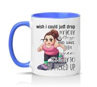 Sassy Souls Wish I Could Just Drop My Body Off At The Gym and Have Them When Its Ready to Be Picked Up Womens 11oz Ceramic Novelty Mug Fitness Tea Coffee Cup Gift Blue