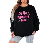 Sassy Souls Womens Christmas Sweatshirt On The Naughty List Holiday Humor Ladies Jumper 2XL Black
