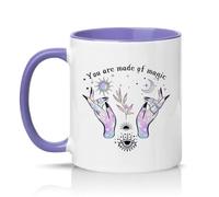 Sassy Souls You are Made of Magic 11oz Ceramic Novelty Mug Witchy Celestial Spiritual Positivity Tea Coffee Cup Gift Light Purple