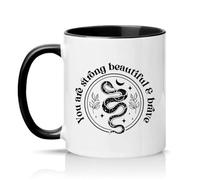 Sassy Souls You are Strong & Brave Womens 11oz Ceramic Novelty Mug Celestial Snake Mystical Tea Coffee Cup Gift Black