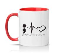 Sassy Souls You Matter Dont Let Your Story End 11oz Ceramic Novelty Mug Semicolon Symbol Mental Health Awareness Tea Coffee Cup Gift Red