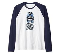 Sassy Team Blue Girls Tournament Field Day Varsity Boss Mode Raglan Baseball Tee