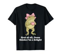 Sassy Toad Pink Bow Jesus Thinks I' Delight T-Shirt