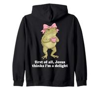 Sassy Toad Pink Bow Jesus Thinks I' Delight Zip Hoodie