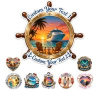 Sastridft Custom Cruise Door Magnets Personalized Photo Porthole with Names, Strong Magnetic Hold Reusable, Partners for Life Vacation Gift for Husband and Wife