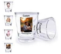 Sastridft Custom Face Photo Shot Glass Personalised Whiskey Tequila Bourbon Glass with Text Great for Wedding Favors Party Gifts Customised Party Favors-Photo