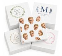 Sastridft Personalised Cocktail Napkins Custom Printed 3-Ply Beverage Napkins - Add Name Logo Photo for Wedding Reception, Bridal Shower, Anniversary, Bar & Parties (Pack of 100 to 1000)