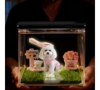 Sastridft Personalised Pet Memorial Gifts For Dogs Cat Custom 3D Hologram Digital Video Projection House With Name Time Customisable Loss Of Dog Sympathy Gift For Lover