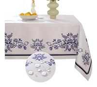 SASTYBALE Blue and White Porcelain Tablecloth 52x70 Inch Rectangle, All-Season Spill & Stain Resistant Polyester Table Cover for Family Dinners, Patio Gatherings, Retro Home Dining
