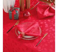 SASTYBALE Christmas Cloth Napkin Spillproof and Wrinkle Resistant Square Jacquard Napkin with Holly Leaves Patterns for Dining Room & Holiday Decoration (Red, 50 x 50 cm (4 pieces))