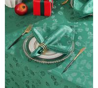 SASTYBALE Christmas Cloth Napkin Spillproof and Wrinkle Resistant Square Jacquard Napkin with Holly Leaves Patterns for Dining Room & Holiday Decoration (Green, 50 x 50 cm (4 pieces))