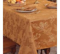 SASTYBALE Fall Tablecloths for Rectangle Tables - 52x70 Inch Brown Maple Leaves Jacquard Tablecloth, Vintage, Spill-Proof & Wrinkle Free for Thanksgiving Feasts, Harvest Celebrations, Cozy Dinners