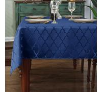 SASTYBALE Jacquard Tablecloth Flower Pattern Polyester Table Cloth Spill Proof Dust-Proof Wrinkle Resistant Table Cover for Kitchen Dining Tabletop Decor (Rectangle, 52" x 70" (4-6 Seats),Navy)