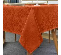 SASTYBALE Jacquard Thanksgiving Tablecloth Rectangle 60 x 84 Inch, Spill Proof Anti-Shrink Damask Autumn Table Cloth, Durable Fabric Table Cover for Fall, Harvest, Holiday, Rust/Burnt Orange