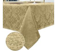 SASTYBALE Rectangle Jacquard Tablecloth - 60 x 84 Inch Spill Proof Wrinkle Resistant Damask Table Cloth, Soft Polyester Oblong Table Cover for Kitchen Parties Farmhouse, Champagne Golden