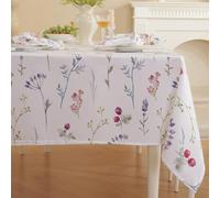 SASTYBALE Spring Floral Tablecloth 52x70 Inch, Water Resistant Anti-Wrinkle Soft Table Cloth, Decorative Rectangular Table Cover for Spring Summer Outdoor Patio Garden Party Picnic BBQ