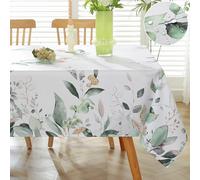 SASTYBALE Spring Summer Tablecloth Rectangle 52 x 70 Inch Eucalyptus Leaves Watercolor Floral Print Table Cloth, Wrinkle Free Washable Fabric Table Cover for Dining/Party/Indoor/Outdoor, Green