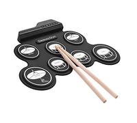 Sasuori Digital Electronic Drum Kit USB Hand-Up Silicon Drum Set Compact Size 7 Drum Pads with Drumsticks Foot Pedals for Beginners