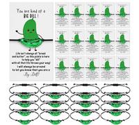 Sasylvia 12 Sets Back to School Gifts Inspirational Pickle Bracelet Handmade Cord Charm Bracelet Motivational Cucumber Employee Appreciation Gifts Big Dill Card for Teacher Volunteer Team Coworker
