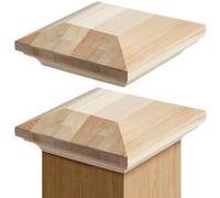 Sasylvia 2 Pcs 3.5" x 3.5" Wood Newel Post Cap Fence Post Cap for Topper Top Resistant Decking Caps for Indoor Outdoor Fences Decks and Mailboxes Cover