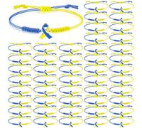 Sasylvia 20/50/100 Pcs Blue Yellow Down Syndrome Awareness Bracelets Adjustable Cord Stretch Bracelets Childhood Down Syndrome Awareness Month Prevention Gifts for Women Men Jewelry, 8.66, wax rope