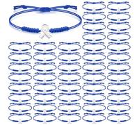 Sasylvia 20/50/100 Pcs Colon Cancer Awareness Bracelets Adjustable Cord Blue Ribbon Braided Bracelets Inspirational Colon Cancer Gifts for Survivor Fighter Jewelry, about 8.66 inches/ 22 cm, Wax Rope