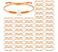 Sasylvia 20/50/100 Pcs Orange Leukemia Awareness Bracelets Multiple Sclerosis Accessories Adjustable Cord Ribbon Bracelets Leukemia Awareness Gifts for Women Cancer Survivor Fighter Jewelry, about