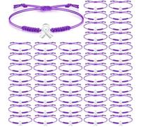 Sasylvia 20/50 Pcs Purple Pancreatic Cancer Awareness Bracelets Adjustable Cord Purple Ribbon Overdose Awareness Bracelets Domestic Violence Pancreatic Cancer Gifts for Women Survivor Jewelry, about