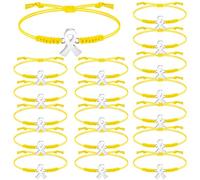 Sasylvia 20 Pcs Yellow Cancer Awareness Bracelets Adjustable Cord Stretch Bracelets Childhood Cancer Bladder Bone Sarcoma Awareness Month Suicide Prevention Gifts for Women Men Jewelry Accessories