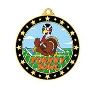 Sasylvia 30 Pcs Turkey Bowl Medals 2'' Thanksgiving Gold Award Medals with Orange Neck Ribbon for Thanksgiving Turkey Bowl, Community Holiday Events, Sports Day Prizes (Classic)