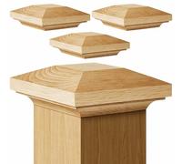 Sasylvia 4 Pcs Red Oak Newel Post Cap 3.5 x 3.5 Inch for 3x3 Post Topper | Pyramid Design for Stairs Fence Deck Mailbox, Fits True 3x3 Newel Tops, Weather Resistant Oak Wood, Indoor Outdoor Topper