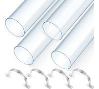 Sasylvia 4 Sets Dust Collection Clear PVC Pipe 4 x 36 Inches Long Rigid Clear Tube with Rigid Strap Clamp Heavy Duty Unbreakable Plastic Pipe Stainless Steel U Bracket for Dust Collection