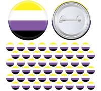 Sasylvia 48/96 Pcs Pride Pins Bulk, LGBTQ Buttons Brooch, Transgender Lesbian Nonbinary Bisexual Flag Lapel Pins Pride Month, about 1.57 x 1.57 inches/ 4 x 4 cm, mainly metal, no gemstone