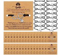 Sasylvia 48 Sets Nurse Gifts Bulk Heart Stethoscope Rn Bracelet Nurses Week Appreciation Gifts with Blessing Cards for Women, One Size, Stainless Steel, cinnabar