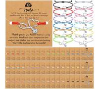Sasylvia 48 Sets Nurse Gifts Bulk Heart Stethoscope Rn Bracelet Nurses Week Appreciation Gifts with Blessing Cards for Women, 2.4-6.9 inches/ 6-17.5 cm, Stainless Steel, no gemstone