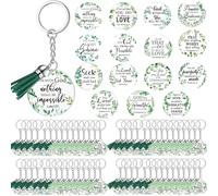 Sasylvia 60 Pcs Christian Acrylic Keychain Bulk Bible Verse Leaves Keychain Scripture Quote Tassels Key Ring Inspirational Religious Gifts for Women Men Beliefs, As the Picture Shown