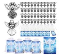 Sasylvia Angel Memorial Sign Pins Set Angel Gifts for Women Religious Guardian Memorial Cards White Bags Lucky Peace Charms Presents for Women Lapel Funeral, Silver, zinc alloy, silver plated, no