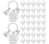 Sasylvia Graduation Keychain 2024 Bulk Inspirational Graduation Gift Keychain 2024 Class Keychains Gifts Motivational, Silver, approx. 1.2 inches/ 3 cm in diameter