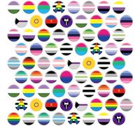 Sasylvia Rainbow Pride Pins Bulk LGBTQ Button Pin Lesbian Gay Bisexual Pride Stuff Round Buttons Badge for Men Women Clothing Bag Accessories Party, 1.57 x 1.57 Inch, 24 Styles (144 Pcs)