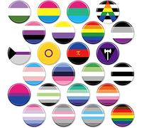 Sasylvia Rainbow Pride Pins Bulk LGBTQ Button Pin Lesbian Gay Bisexual Pride Stuff Round Buttons Badge for Men Women Clothing Bag Accessories Party, 1.57 x 1.57 Inch, 24 Styles (24 Pcs)
