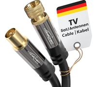SAT cable/aerial cable with break-proof metal plugs - 10m (TV cable/satellite cable, adapter from F-connector to antenna plug, suitable for TV, radio, DVB-T2/DVB-C/DVB-S/DVB-S2) by CableDirect