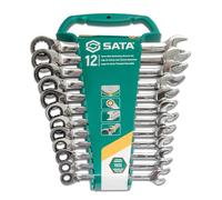 Sata 12 Piece Reversible Ratcheting Wrench Spanner Set Metric 8 - 19mm ST08044
