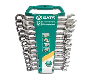 Sata 12 Piece Reversible Ratcheting Wrench Spanner Set Metric 8 - 19mm ST08044