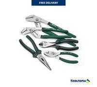 SATA ST70001U 5-Piece Plier Set with 10-Inch and 12-Inch Tongue-and-Groove Pliers, 8-Inch Long-Nose Pliers, 7-Inch Diagonal Cutting Pliers and 6-Inch Slip-Joint Pliers, Green