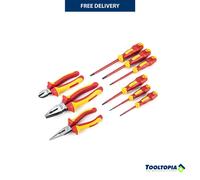 SATA ST09262U 9 Piece VDE Insulated Tool Set with Electricians Pliers and Electricians Screwdriver Set with S2 Steel Blades, Clear
