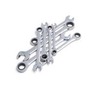 SATA ST08007ASJ 8-Piece Metric Double Ratcheting Wrench/Spanner Set, Polished, 8mm - 19mm, with Storage Tray
