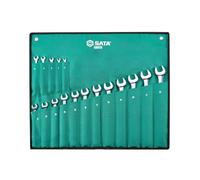 SATA ST08018-02 17-Piece Metric Combination Wrench/Spanner Set, Polished, 6mm - 22mm, with Offset Box Ends, in Durable Tool Roll