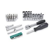 SATA ST09002SJ 52-Piece 1/4-Inch Drive 6 Point Metric Socket Set with Quick-Release Ratchet and 3-Way Adapter, Polished, in Storage Case